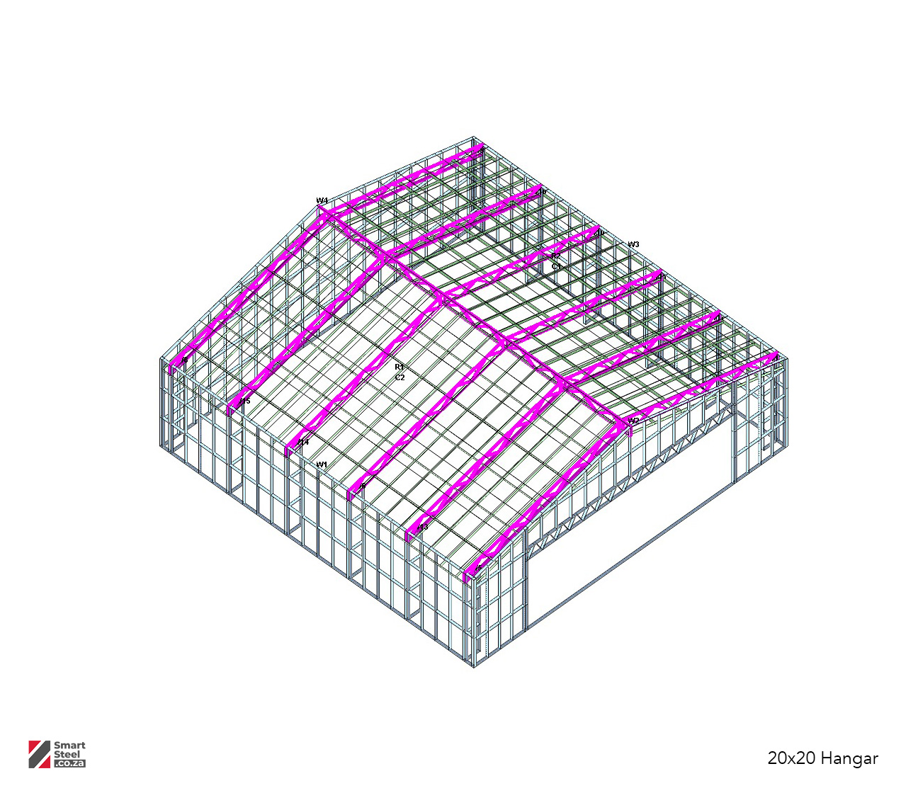 20m x 20m Smart Steel Hangar thumbnail 2